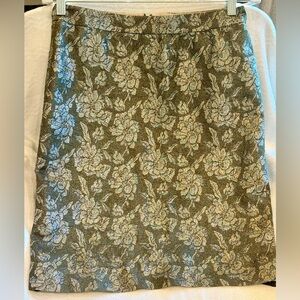 J. Crew Floral Pencil Skirt - Olive and Gold